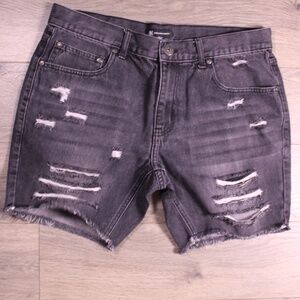 0414 INC International Concepts Men's Distressed Black Denim Shorts Size 34